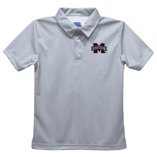 Mississippi State Bulldogs Embroidered Gray Short Sleeve Polo Box Shirt