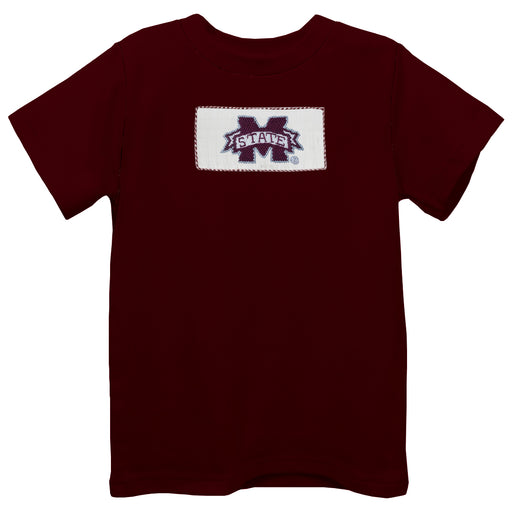 Mississippi State Bulldogs Smoked Burgundy Knit Short  Sleeve Boys Tee Shirt