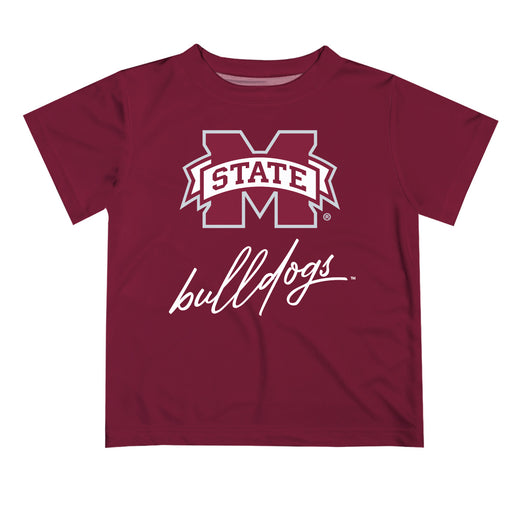 Mississippi State Bulldogs Vive La Fete Script V1 Maroon Short Sleeve Tee Shirt