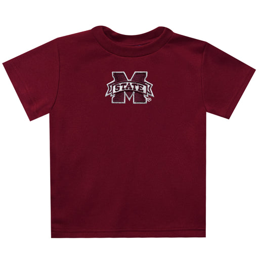 Mississippi State  Bulldogs Embroidered Burgundy Short Sleeve Boys Tee Shirt