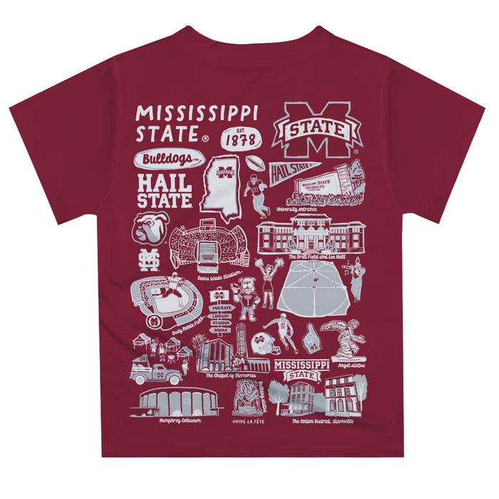 Mississippi State Bulldogs Hand Sketched Vive La Fete Impressions Artwork Boys Gray Short Sleeve Tee Shirt - Vive La Fête - Online Apparel Store