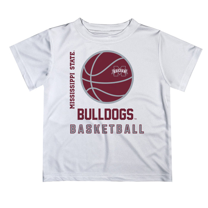 Mississippi State Bulldogs Vive La Fete Basketball V1 White Short Sleeve Tee Shirt