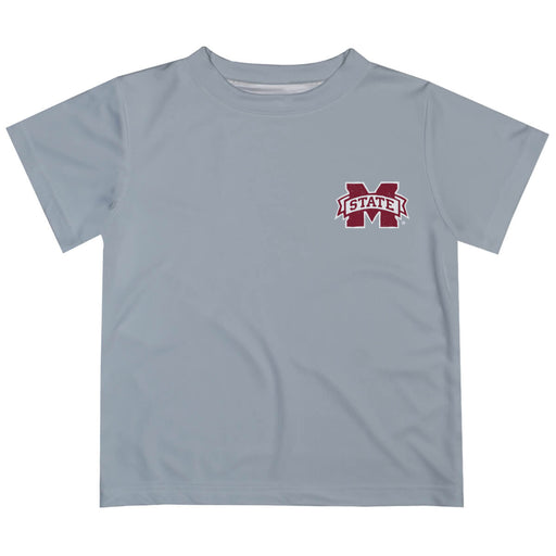 Mississippi State Bulldogs Hand Sketched Vive La Fete Impressions Artwork Boys Gray Short Sleeve Tee Shirt