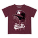 Mississippi State Bulldogs Original Dripping Baseball Helmet Maroon T-Shirt by Vive La Fete