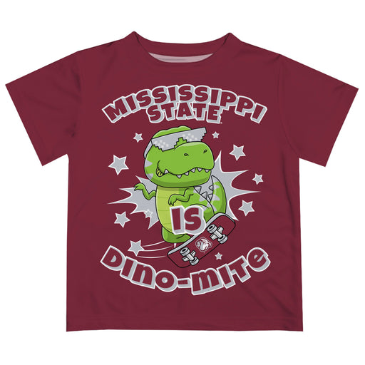 Mississippi State Bulldogs Vive La Fete Dino-Mite Boys Game Day Maroon Short Sleeve Tee