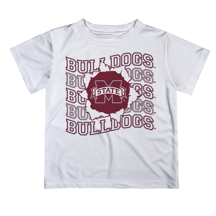Mississippi State Bulldogs Vive La Fete  White Art V1 Short Sleeve Tee Shirt