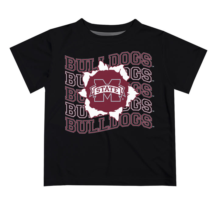 Mississippi State Bulldogs Vive La Fete  Black Art V1 Short Sleeve Tee Shirt