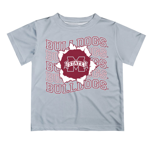 Mississippi State Bulldogs Vive La Fete  Gray Art V1 Short Sleeve Tee Shirt