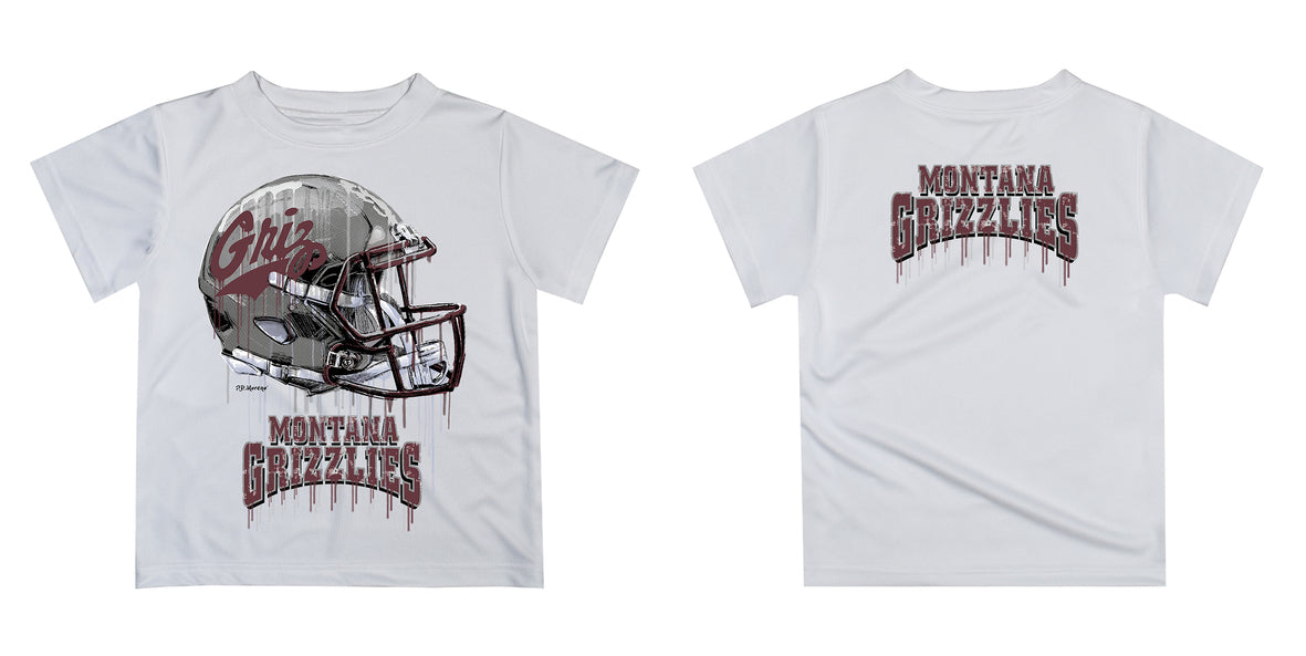 University of Montana Grizzlies Original Dripping Football White T-Shirt by Vive La Fete - Vive La Fête - Online Apparel Store