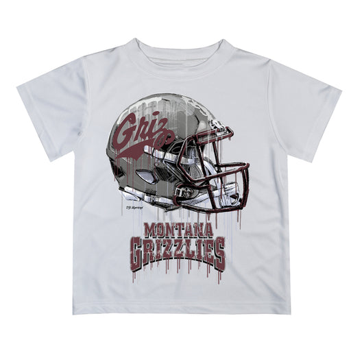 University of Montana Grizzlies Original Dripping Football White T-Shirt by Vive La Fete