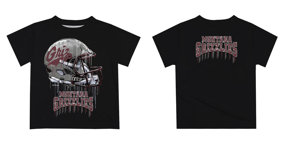 University of Montana Grizzlies Original Dripping Football Black T-Shirt by Vive La Fete - Vive La Fête - Online Apparel Store