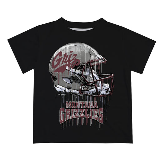 University of Montana Grizzlies Original Dripping Football Black T-Shirt by Vive La Fete