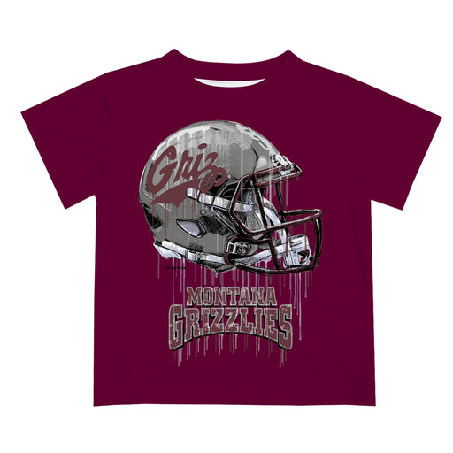 University of Montana Grizzlies Original Dripping Football Maroon T-Shirt by Vive La Fete