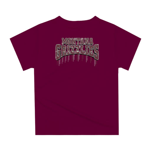 University of Montana Grizzlies Original Dripping Football Maroon T-Shirt by Vive La Fete - Vive La Fête - Online Apparel Store