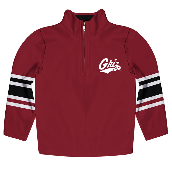 Motana Grizzlies UMT Vive La Fete Game Day Maroon Quarter Zip Pullover Stripes on Sleeves - Vive La Fête - Online Apparel Store