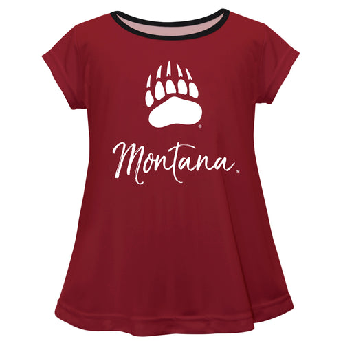 University of Montana Grizzlies Vive La Fete Girls Game Day Short Sleeve Maroon Top with School Logo and Name - Vive La Fête - Online Apparel Store