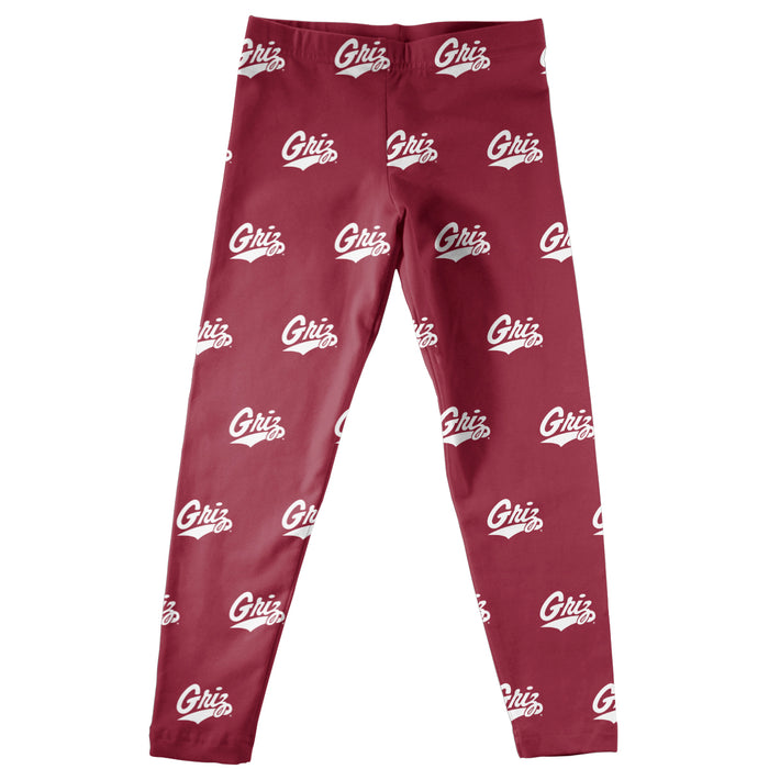Motana Grizzlies UMT Vive La Fete Girls Game Day All Over Logo Elastic Waist Classic Play Maroon Leggings Tights - Vive La Fête - Online Apparel Store