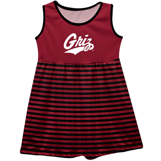 University of Montana Grizzlies Vive La Fete Girls Game Day Sleeveless Tank Dress Solid Maroon Logo Stripes on Skirt - Vive La Fête - Online Apparel Store