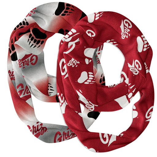 Montana Grizzlies Vive La Fete All Over Logo Game Day Collegiate Women Set of 2 Light Weight Ultra Soft Infinity Scarfs