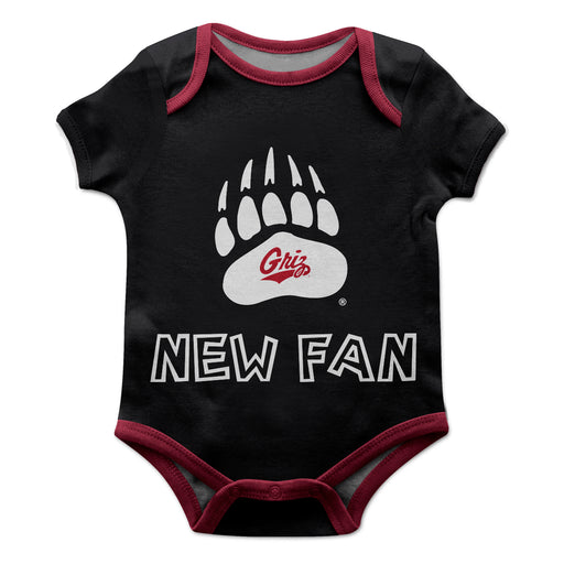 Montana Grizzlies UMT Vive La Fete Infant Game Day Black Short Sleeve Onesie New Fan Logo and Mascot Bodysuit