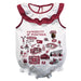University of Montana Grizzlies  White Hand Sketched Vive La Fete Impressions Artwork Sleeveless Ruffle Onesie Bodysuit