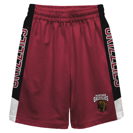 Montana Grizzlies UMT Vive La Fete Game Day Maroon Stripes Boys Solid Black Athletic Mesh Short
