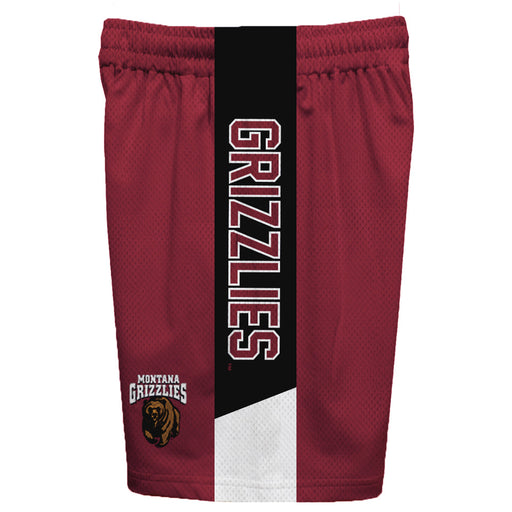Montana Grizzlies UMT Vive La Fete Game Day Maroon Stripes Boys Solid Black Athletic Mesh Short - Vive La Fête - Online Apparel Store