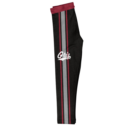 Montana Grizzlies UMT Vive La Fete Girls Game Day Black with Maroon Stripes Leggings Tights