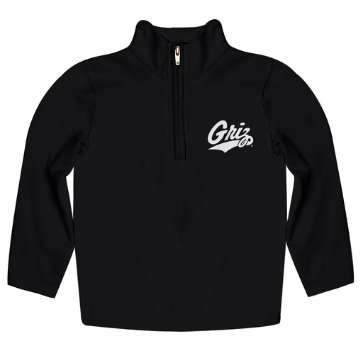 Montana Grizzlies UMT Vive La Fete Game Day Solid Black Quarter Zip Pullover Sleeves