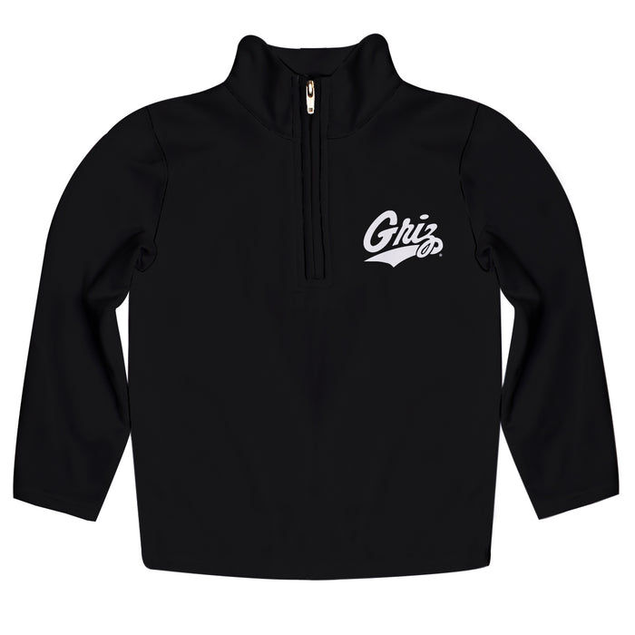 Montana Grizzlies UMT Vive La Fete Game Day Solid Black Quarter Zip Pullover Sleeves