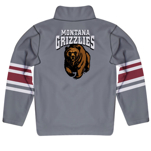 Montana Grizzlies UMT Vive La Fete Game Day Gray Quarter Zip Pullover Stripes on Sleeves - Vive La Fête - Online Apparel Store