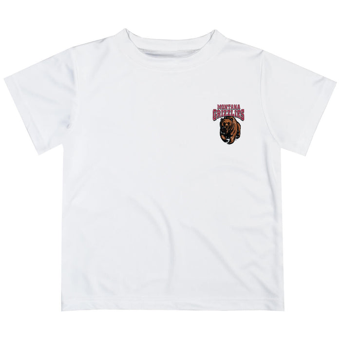 University of Montana Grizzlies Hand Sketched Vive La Fete Impressions Artwork Boys White Short Sleeve Tee Shirt