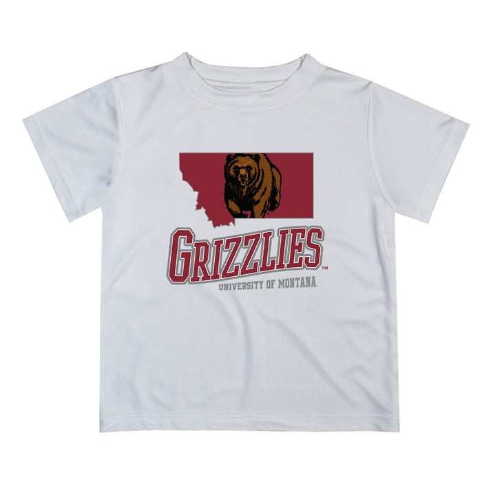 Montana Grizzlies UMT Vive La Fete State Map White Short Sleeve Tee Shirt