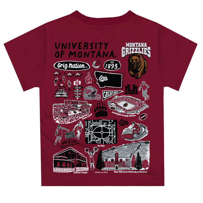 University of Montana Grizzlies Hand Sketched Vive La Fete Impressions Artwork Boys Black Short Sleeve Tee Shirt - Vive La Fête - Online Apparel Store