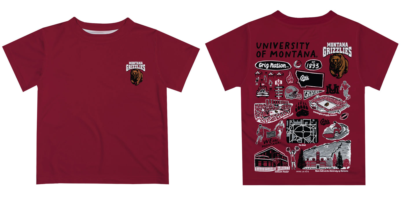 University of Montana Grizzlies Hand Sketched Vive La Fete Impressions Artwork Boys Black Short Sleeve Tee Shirt - Vive La Fête - Online Apparel Store