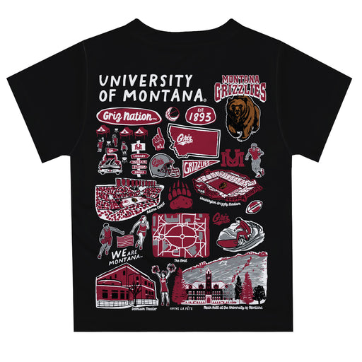 University of Montana Grizzlies Hand Sketched Vive La Fete Impressions Artwork Boys Black Short Sleeve Tee Shirt - Vive La Fête - Online Apparel Store