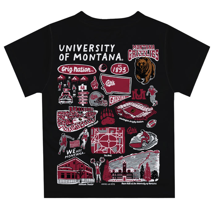 University of Montana Grizzlies Hand Sketched Vive La Fete Impressions Artwork Boys Black Short Sleeve Tee Shirt - Vive La Fête - Online Apparel Store