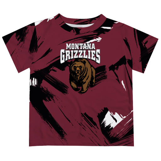 University of Montana Grizzlies Vive La Fete Boys Game Day Maroon Short Sleeve Tee Paint Brush