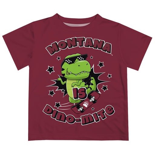 University of Montana Grizzlies Vive La Fete Dino-Mite Boys Game Day Maroon Short Sleeve Tee