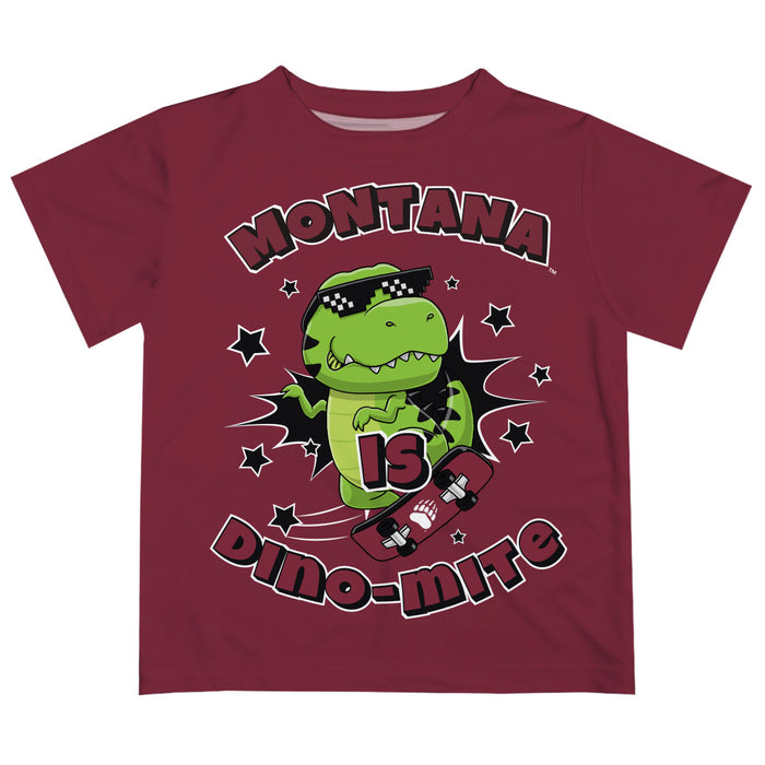 University of Montana Grizzlies Vive La Fete Dino-Mite Boys Game Day Maroon Short Sleeve Tee
