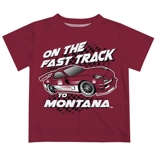 University of Montana Grizzlies Vive La Fete Fast Track Boys Game Day Maroon Short Sleeve Tee