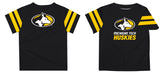 Michigan Tech Huskies MTU Vive La Fete Boys Game Day Black Short Sleeve Tee with Stripes on Sleeves - Vive La Fête - Online Apparel Store