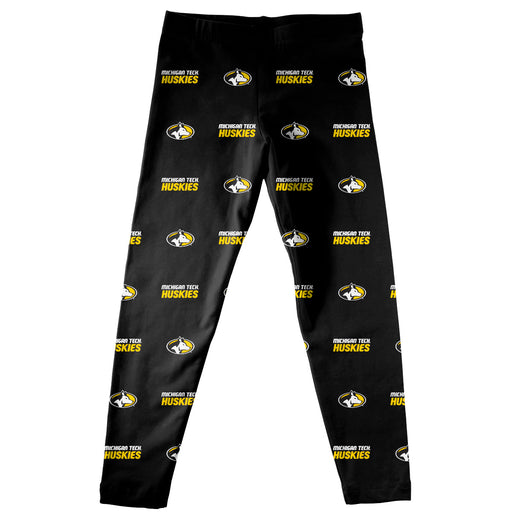 Michigan Tech Huskies MTU Vive La Fete Girls Game Day All Over Logo Elastic Waist Classic Play Black Leggings Tights - Vive La Fête - Online Apparel Store