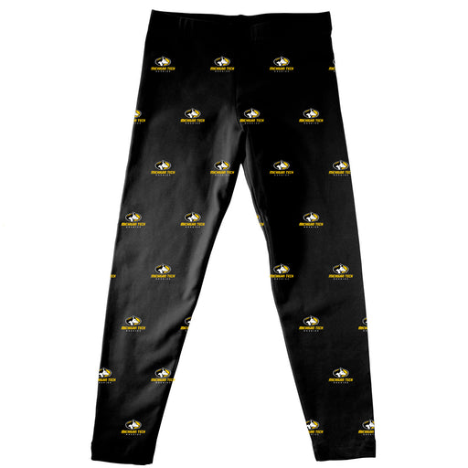 Michigan Tech Huskies Vive La Fete Girls Game Day All Over Logo Elastic Waist Classic Play Black Leggings Tights - Vive La Fête - Online Apparel Store