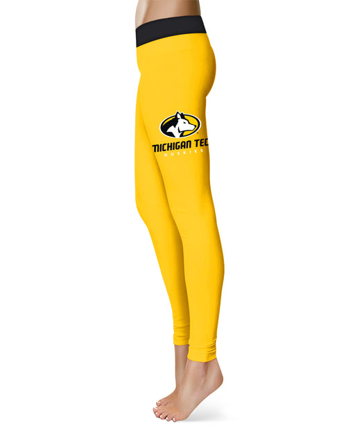 Michigan Tech Huskies MTU Vive La Fete Game Day Collegiate Logo on Thigh Gold Women Yoga Leggings 2.5 Waist Tights" - Vive La Fête - Online Apparel Store