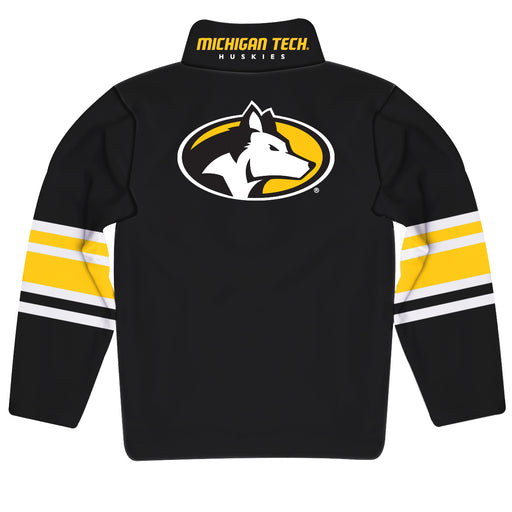 Michigan Tech Huskies MTU Vive La Fete Game Day Black Quarter Zip Pullover Stripes on Sleeves - Vive La Fête - Online Apparel Store