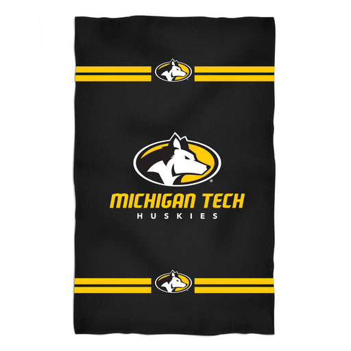 Michigan Tech Huskies MTU Vive La Fete Game Day Absorvent Premium Black Beach Bath Towel 51 x 32" Logo and Stripes" - Vive La Fête - Online Apparel Store
