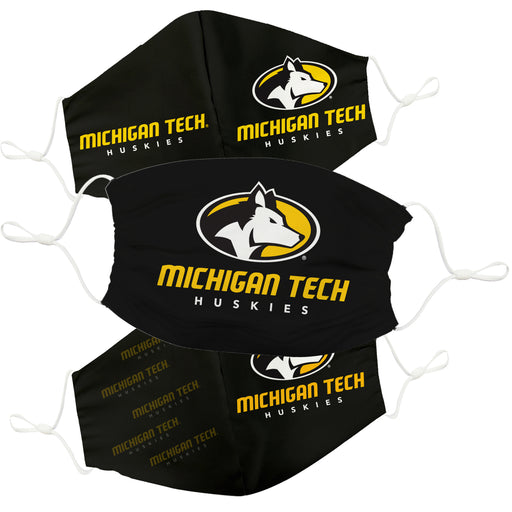 Michigan Tech Huskies MTU 3 Ply Vive La Fete Face Mask 3 Pack Game Day Collegiate Unisex Face Covers Reusable Washable - Vive La Fête - Online Apparel Store