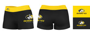 Michigan Tech Huskies MTU Vive La Fete Logo on Thigh and Waistband Black & Gold Women Booty Workout Shorts 3.75 Inseam" - Vive La Fête - Online Apparel Store