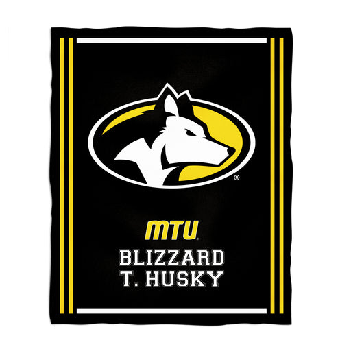 Michigan Tech Huskies MTU Vive La Fete Kids Game Day Black Plush Soft Minky Blanket 36 x 48 Mascot